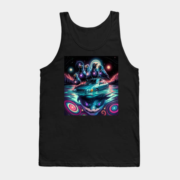 90's style crows laughing shark underneath car Tank Top by Catbrat